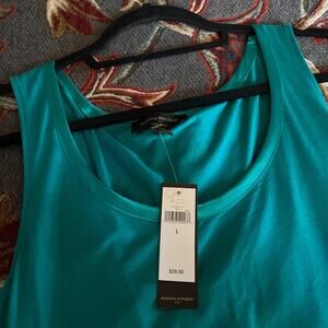 Banana Republic Womens Luxe Touch Tank Top Size L Green Satin Trim